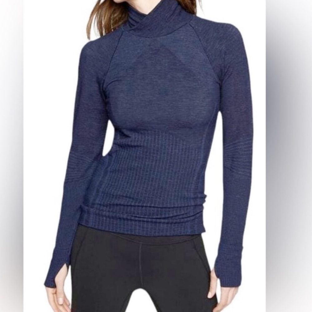Athleta Remarkawool Navy Turtleneck Long Sleeve Sweater Size XS